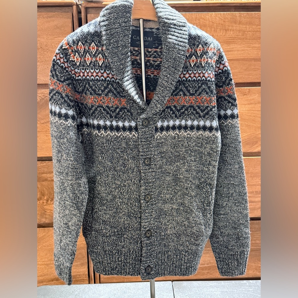 Canda C&A SHAWL COLLAR CARDIGAN button front closure thick textured knit